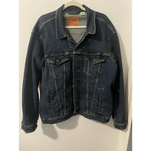 Levi's Strauss Denim Trucker Jean Jacket Men's Size XL WPL423 CA00342 Dark Wash - Picture 3 of 14